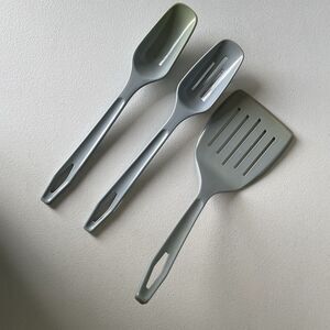 Vintage King Kraft Nylon Slatted Spatula Turner Cooking Spoons Blue Lot of 3 USA